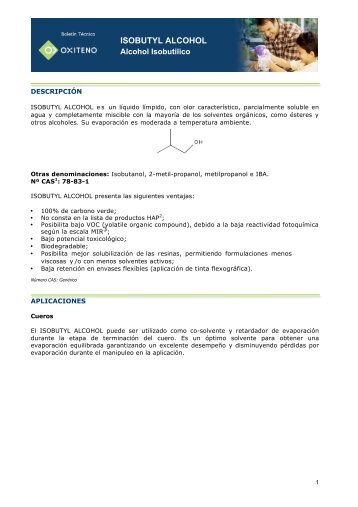 ISOBUTYL ALCOHOL - Oxiteno