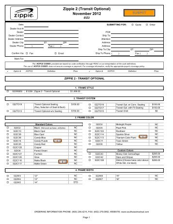 Zippie 2 Order Form - Quickie-Wheelchairs.com