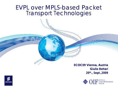 EVPL over MPLS-based Packet Transport Technologies - OIF