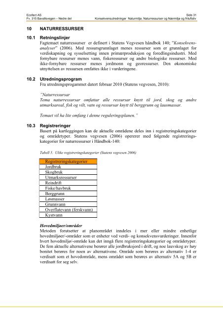 Bavallsvegen i Voss - KU natur og miljÃ¸. Ecofact rapport 27. 88 s