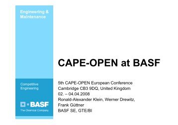 CAPE-OPEN at BASF - CO-LaN