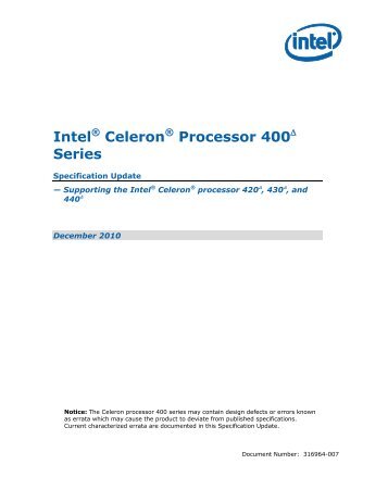 Intel(R) Celeron(R) Processor 400 Series Specification Update