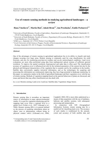 Landscape Studies Use of remote sensing methods in studying ...