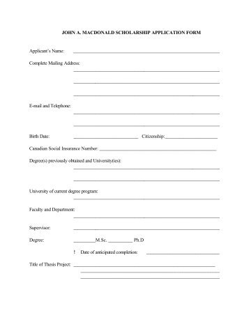 JOHN A. MACDONALD SCHOLARSHIP APPLICATION FORM ...