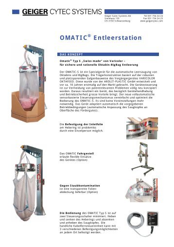 OMATIC® Entleerstation - Geiger Cytec Systems AG