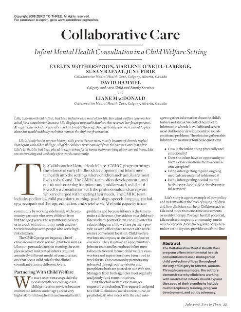 Infant Mental Health Consultation in a Child ... - WONDERbabies