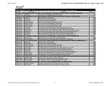 2010 LE Price List - Sig Sauer