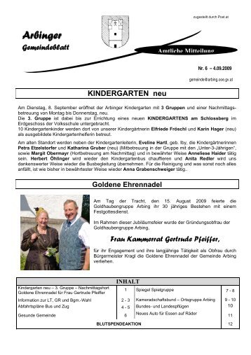 und Bürgermeisterwahl 27. September 2009 - Gemeinde Arbing