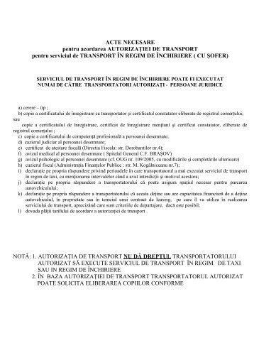 Autorizatie de transport in regim de inchiriere - Primaria Municipiului ...