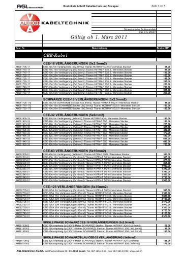 Gültig ab 1. März 2011 - ASL Electronic AG