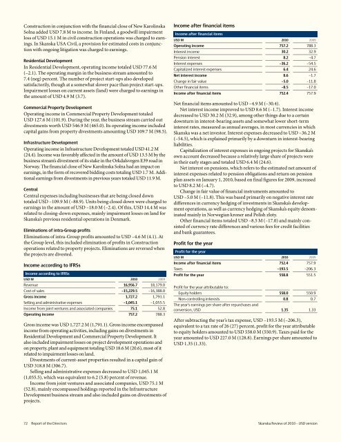 Review of 2010 â USD version - Skanska