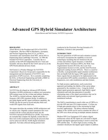 Advanced GPS Hybrid Simulator Architecture - NAVSYS Corporation