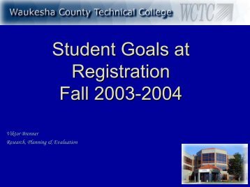 Student Goals at Registration Fall 2003-2004