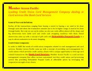 Member Access Pacific: Leading Credit Union Card Management Company dealing in Card services like Bank Card Services