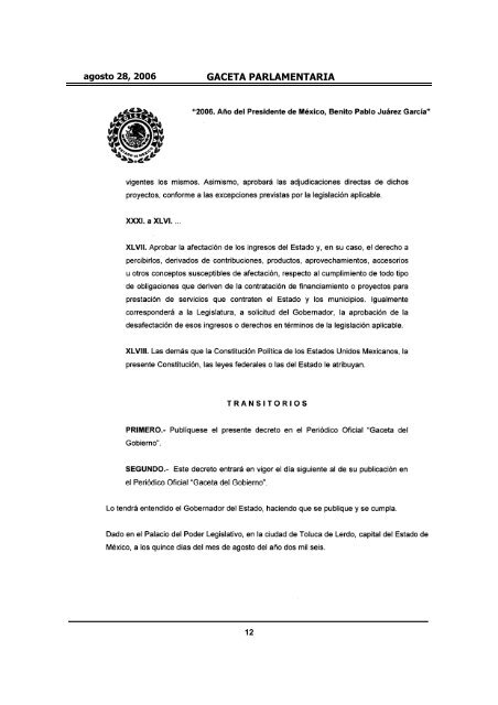 GACETA PARLAMENTARIA - LVIII Legislatura del Estado de México