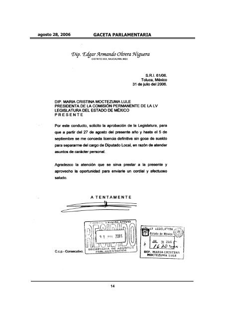 GACETA PARLAMENTARIA - LVIII Legislatura del Estado de México