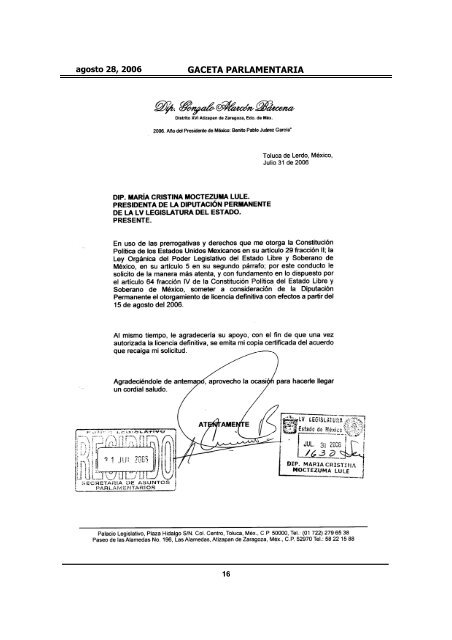 GACETA PARLAMENTARIA - LVIII Legislatura del Estado de México