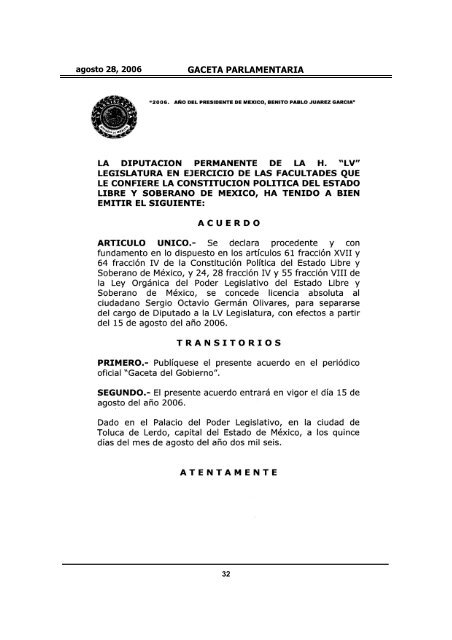 GACETA PARLAMENTARIA - LVIII Legislatura del Estado de México