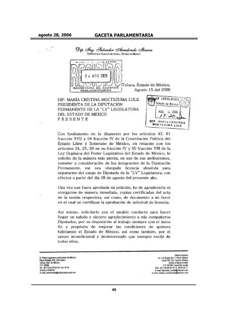 GACETA PARLAMENTARIA - LVIII Legislatura del Estado de México