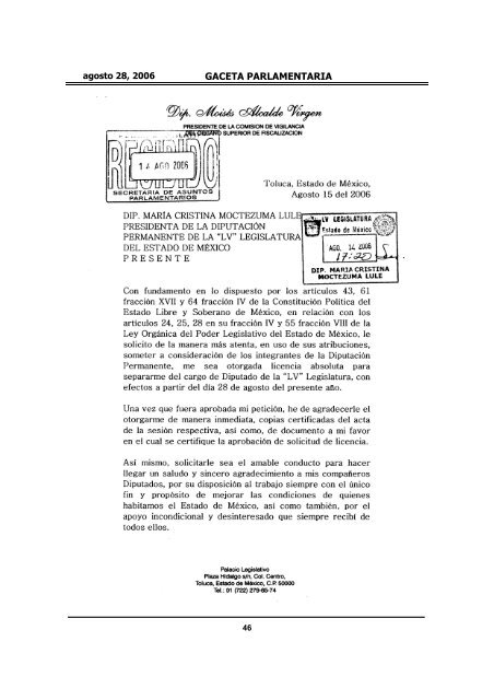 GACETA PARLAMENTARIA - LVIII Legislatura del Estado de México