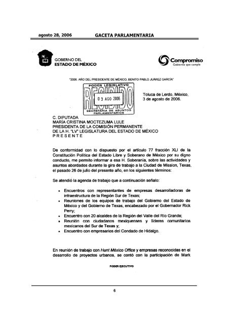 GACETA PARLAMENTARIA - LVIII Legislatura del Estado de México