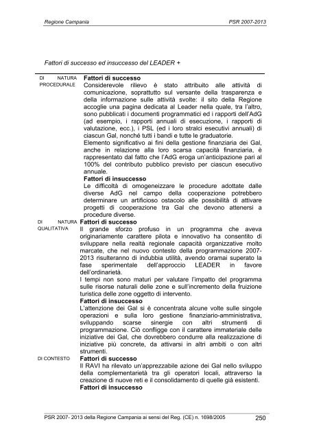 Programma di Sviluppo Rurale 2007/2013 - Regione Campania