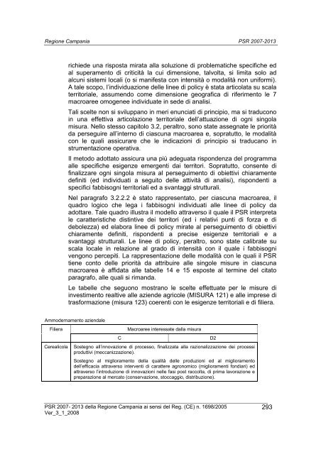 Programma di Sviluppo Rurale 2007/2013 - Regione Campania