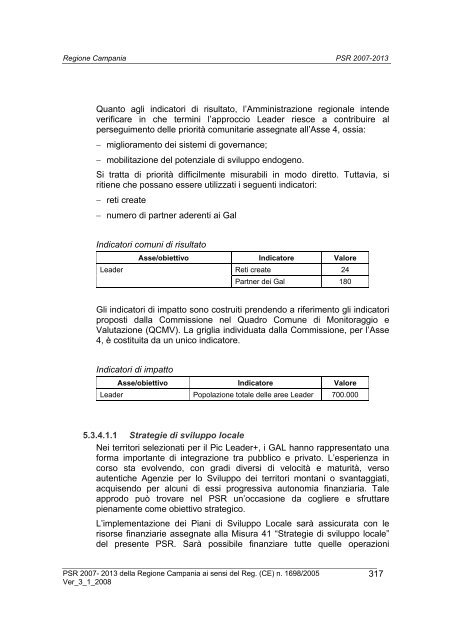 Programma di Sviluppo Rurale 2007/2013 - Regione Campania