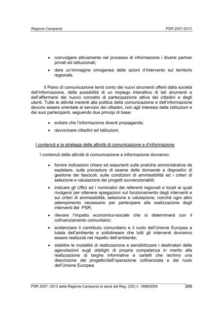 Programma di Sviluppo Rurale 2007/2013 - Regione Campania