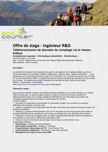 Offre de stage - Ingénieur R&D - Eco Compteur