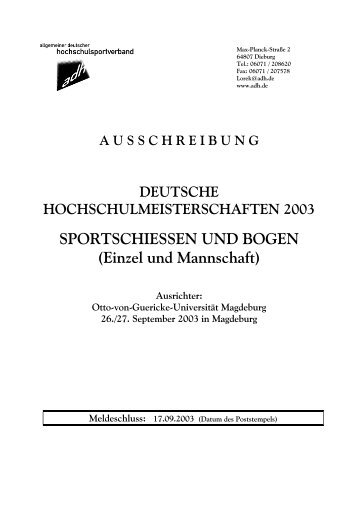 Ausschreibung DHM SportschieÃen und Bogen - BHvS