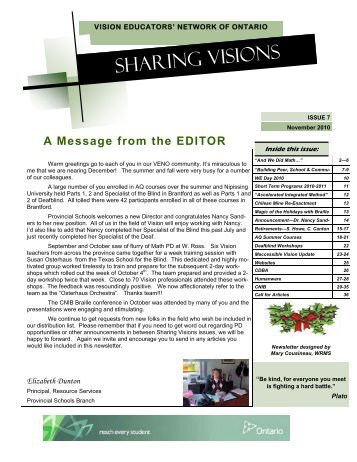 Sharing Visions November 2010.pub - Ministry of Education ...