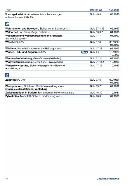 Druckschriften-Verzeichnis - Arbeits- und Gesundheitsschutz in ...