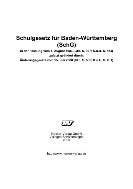 Schulgesetz für Baden-Württemberg  (SchG) - GEB Pforzheim
