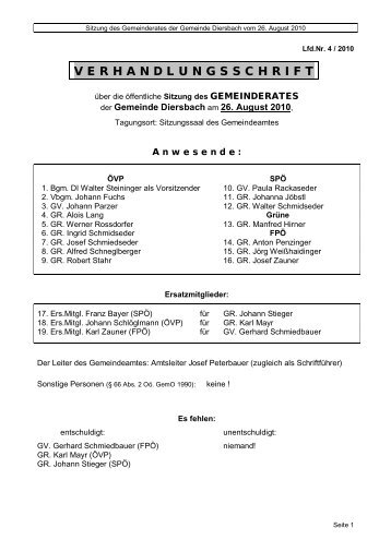 Gemeinderatssitzung 4/2010 (152 KB) - .PDF - Diersbach