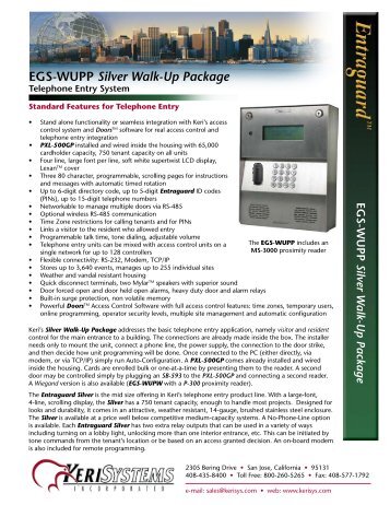EGS-WUPP Silver Walk-Up Package - Keri Systems
