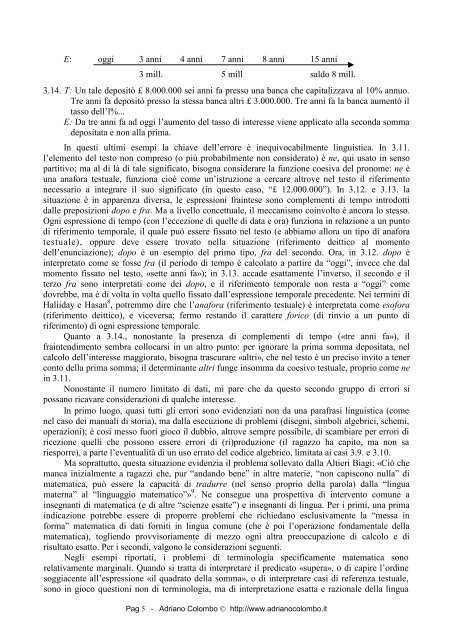 Alcuni errori di comprensione in letture curricolari - Adrianocolombo.it