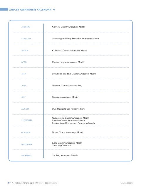 Pan Arab Journal of Oncology - Arab Medical Association Against ...
