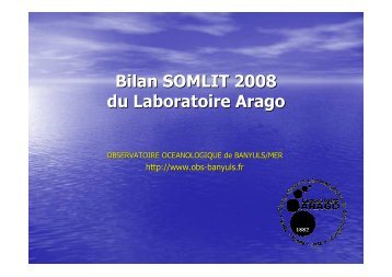 Bilan SOMLIT 2008 du Laboratoire Arago - Service d'Observation