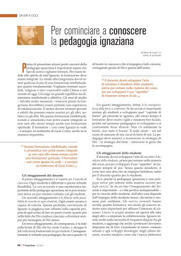 Per cominciare a conoscere la pedagogia ignaziana