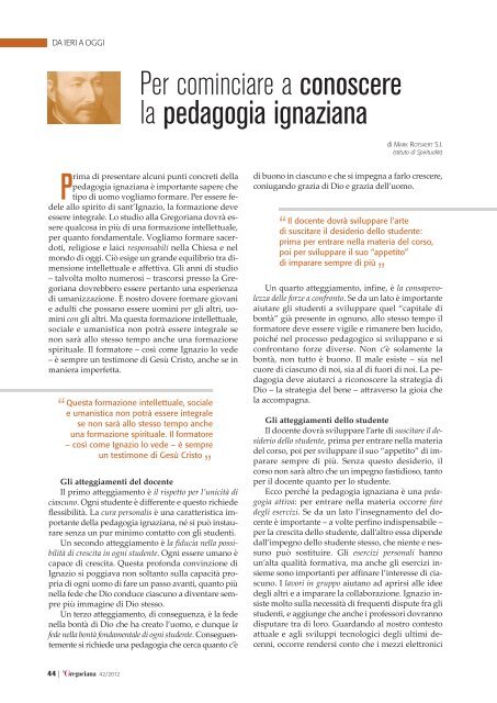 Per cominciare a conoscere la pedagogia ignaziana