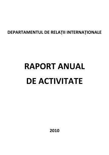 raport anual DRI 2009 - Departamentul de Relaţii Internaţionale ...