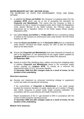 Langham WTW - Drinking Water Inspectorate