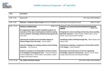 PedRIO Conference Programme - 18 April 2012 - Plymouth University