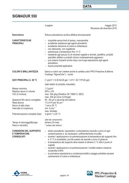 7537 may 2012 sigmadur 550 ( italian ) - Sigma | coatings