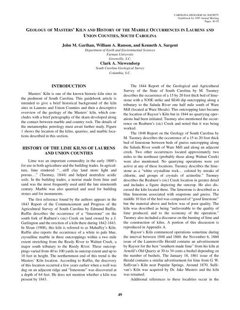 Download Guidebook as .pdf (29.1 Mb) - Carolina Geological Society