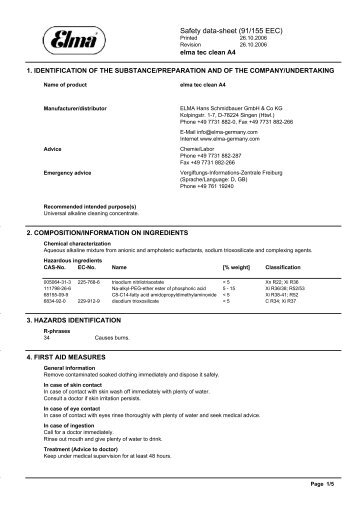 Safety data-sheet (91/155 EEC) - Edeltec