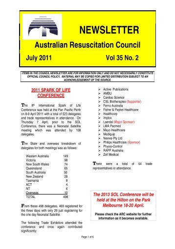 July 2011 - Australian Resuscitation Council