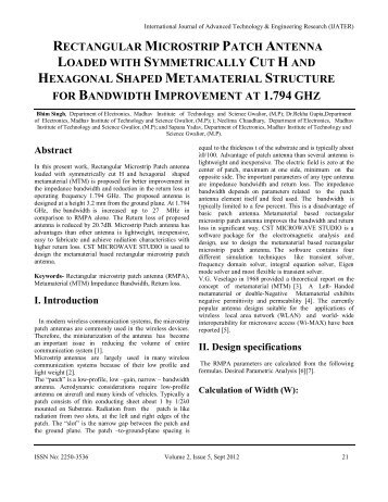 rectangular microstrip patch antenna loaded with ... - ijater