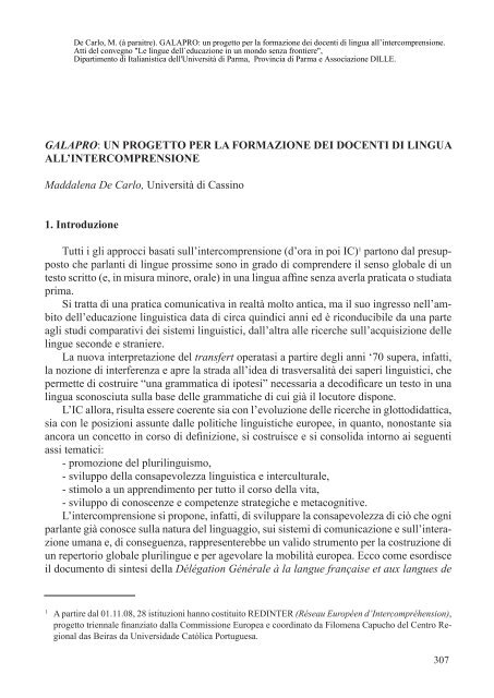 GALAPRO: UN PROGETTO PER LA FORMAZIONE ... - Galanet.eu